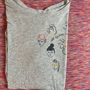 GRAY OLD NAVY WOMEN T-SHIRT SIZE L